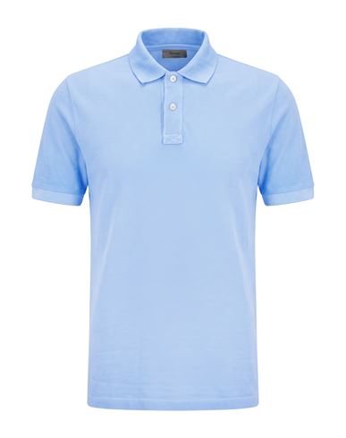 Man Polo shirt Sky blue Size 38 Cotton