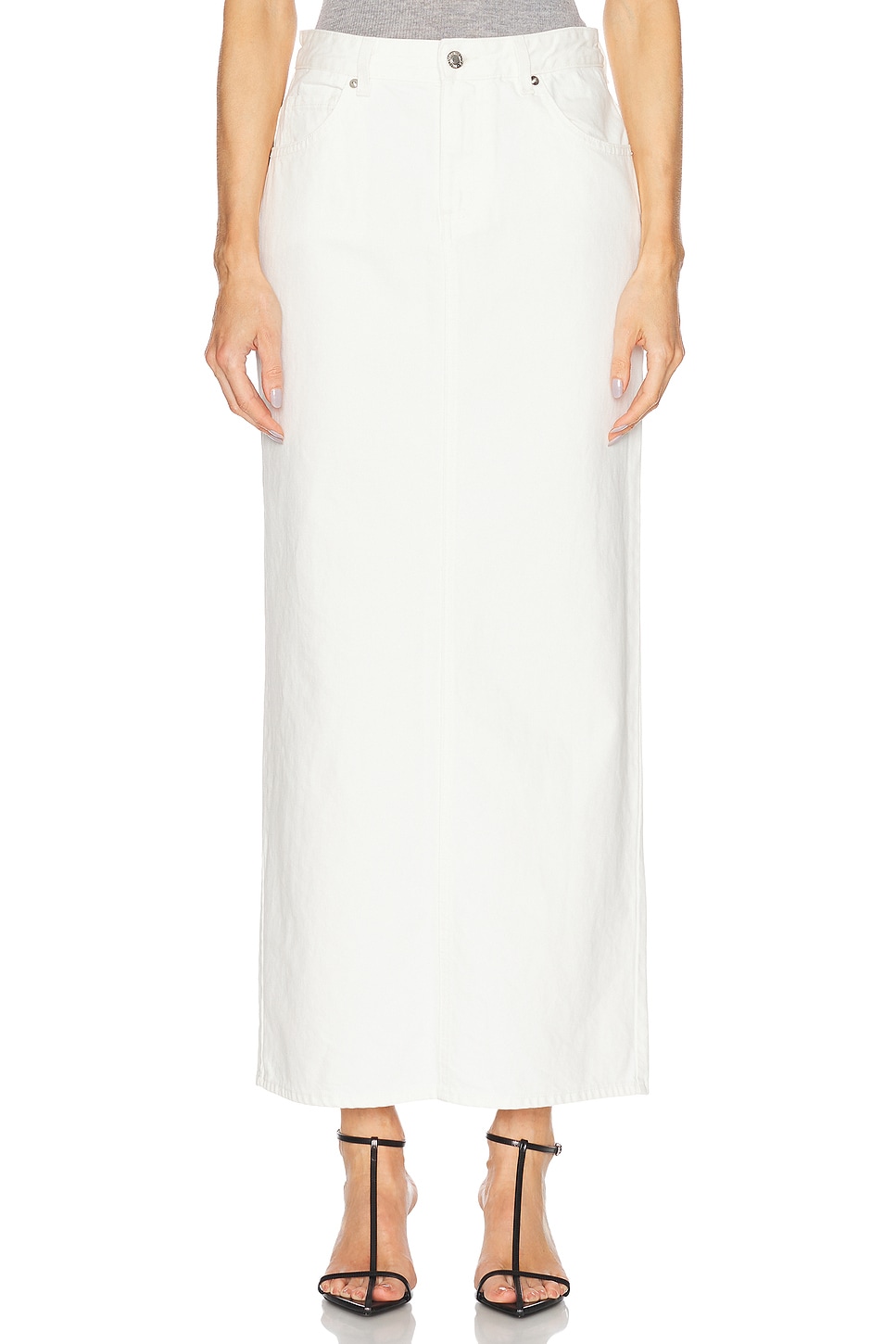 NILI LOTAN Ozzy Denim Skirt in Cream - White. 27 also in