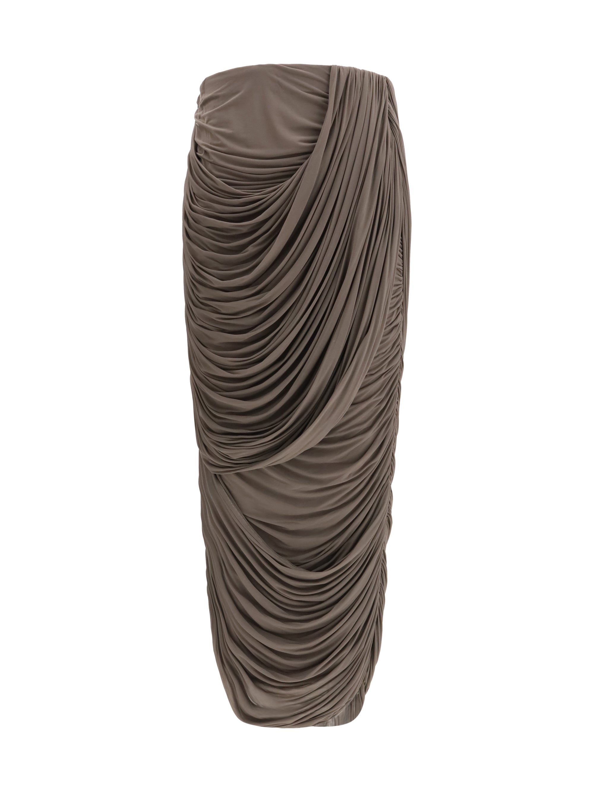 Draped Cupro Skirt — Brown