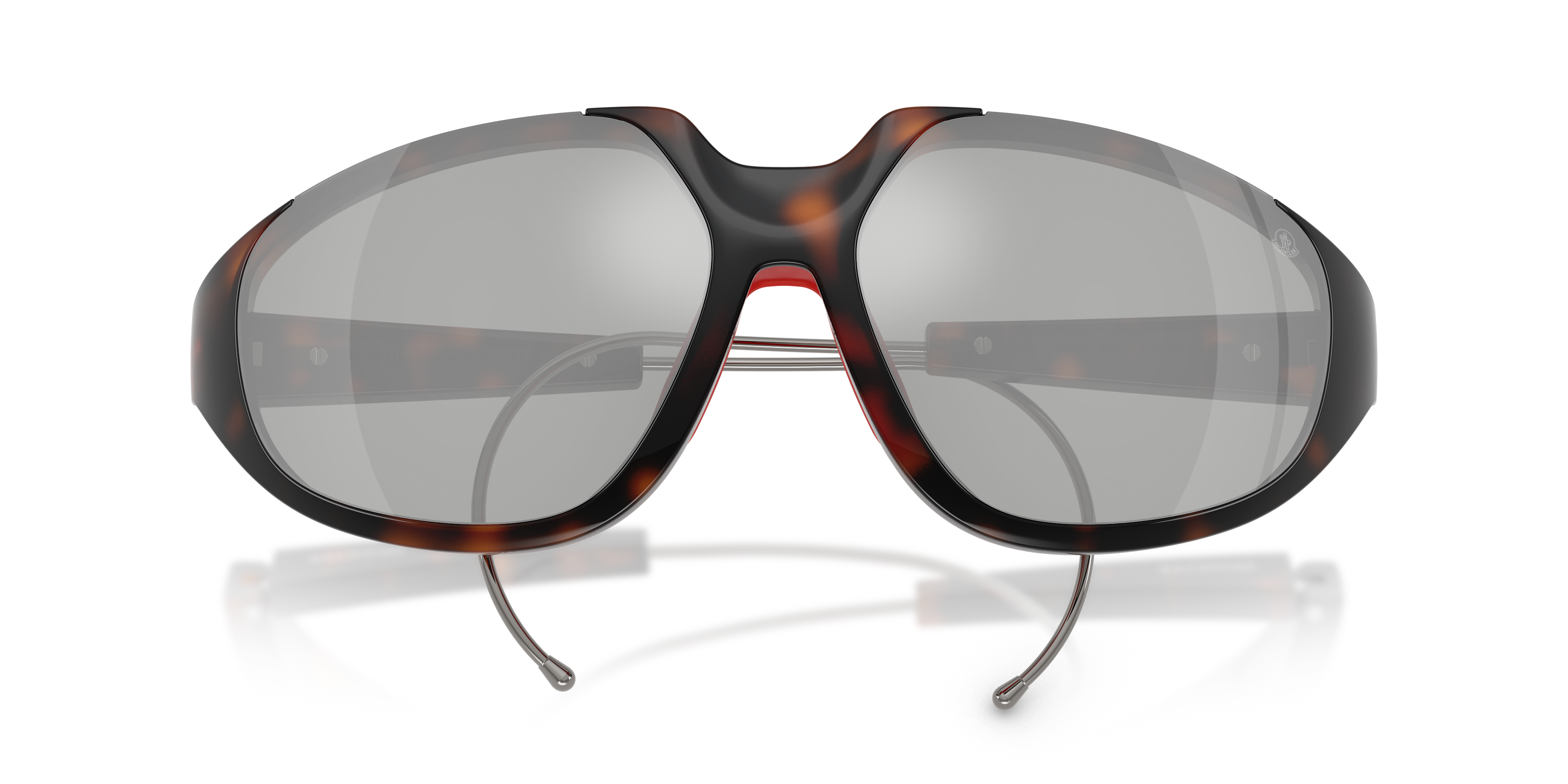 Moncler Unisex Moncler ME8008 LASZER 50218V Sunglasses Injected Turtle Silver Geometric Norma