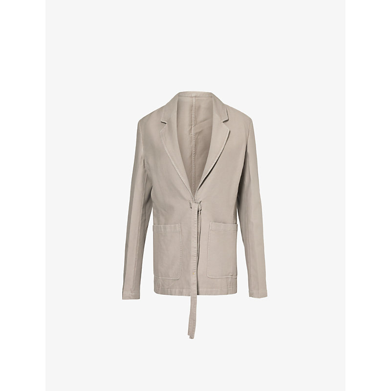 Womens Dove Tie-front Organic-cotton Blazer