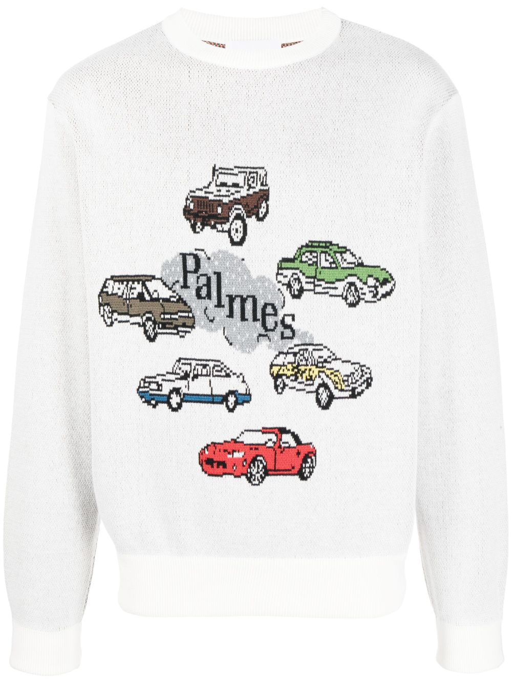 Intarsia logo-knit jumper - White
