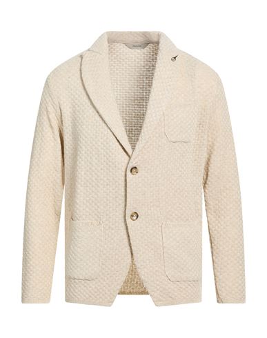 Man Blazer Beige Size 42 Cotton, Acrylic
