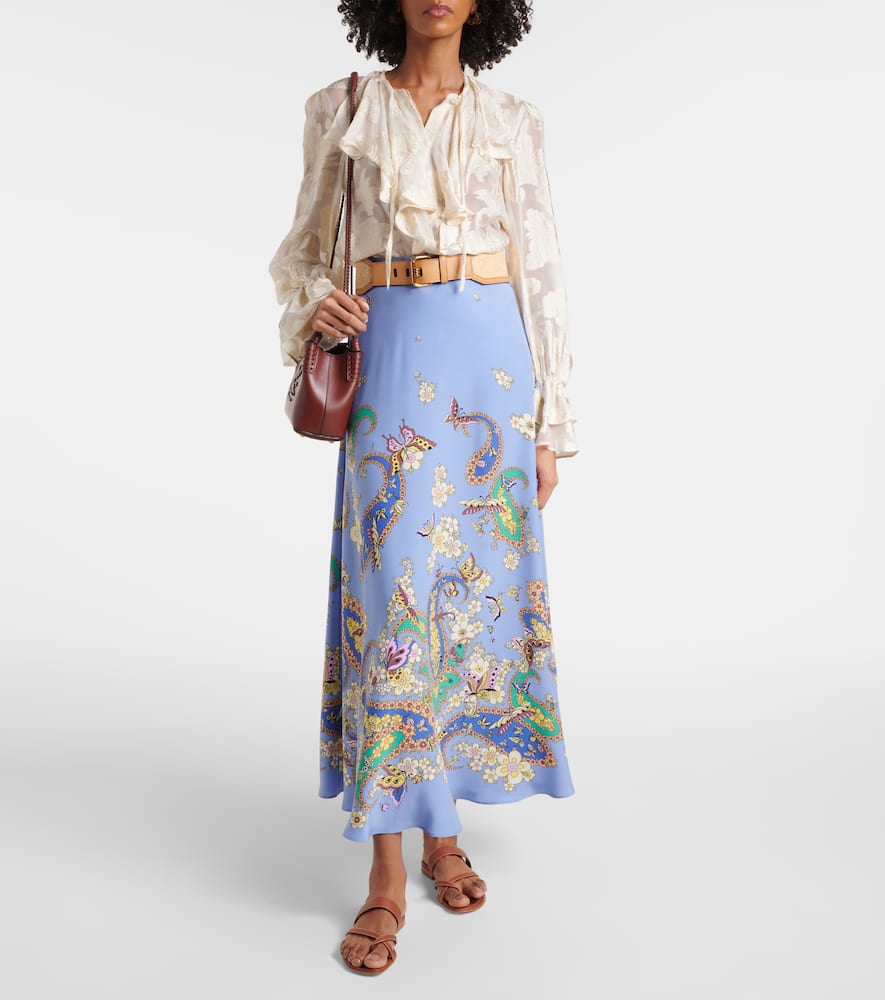 Floral silk maxi skirt