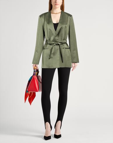 Momoní Woman Blazer Military green Size 6 Cotton, Viscose, Elastane