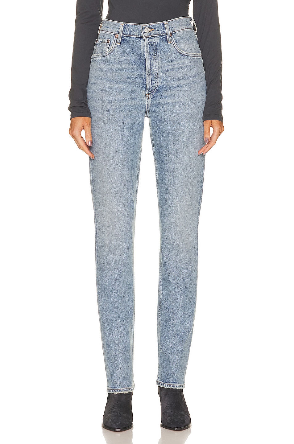 AGOLDE Freya High Rise Slim Jeans in Blue. - 32 also