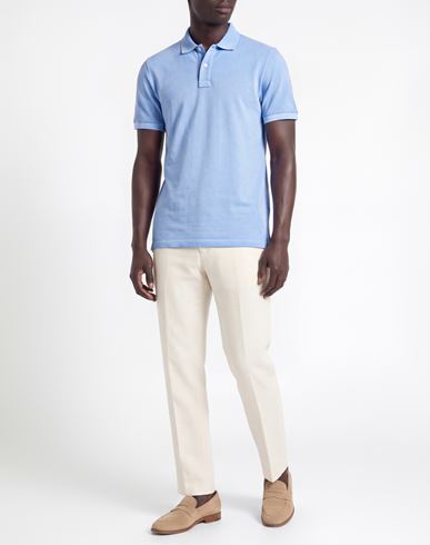 Man Polo shirt Sky blue Size 38 Cotton