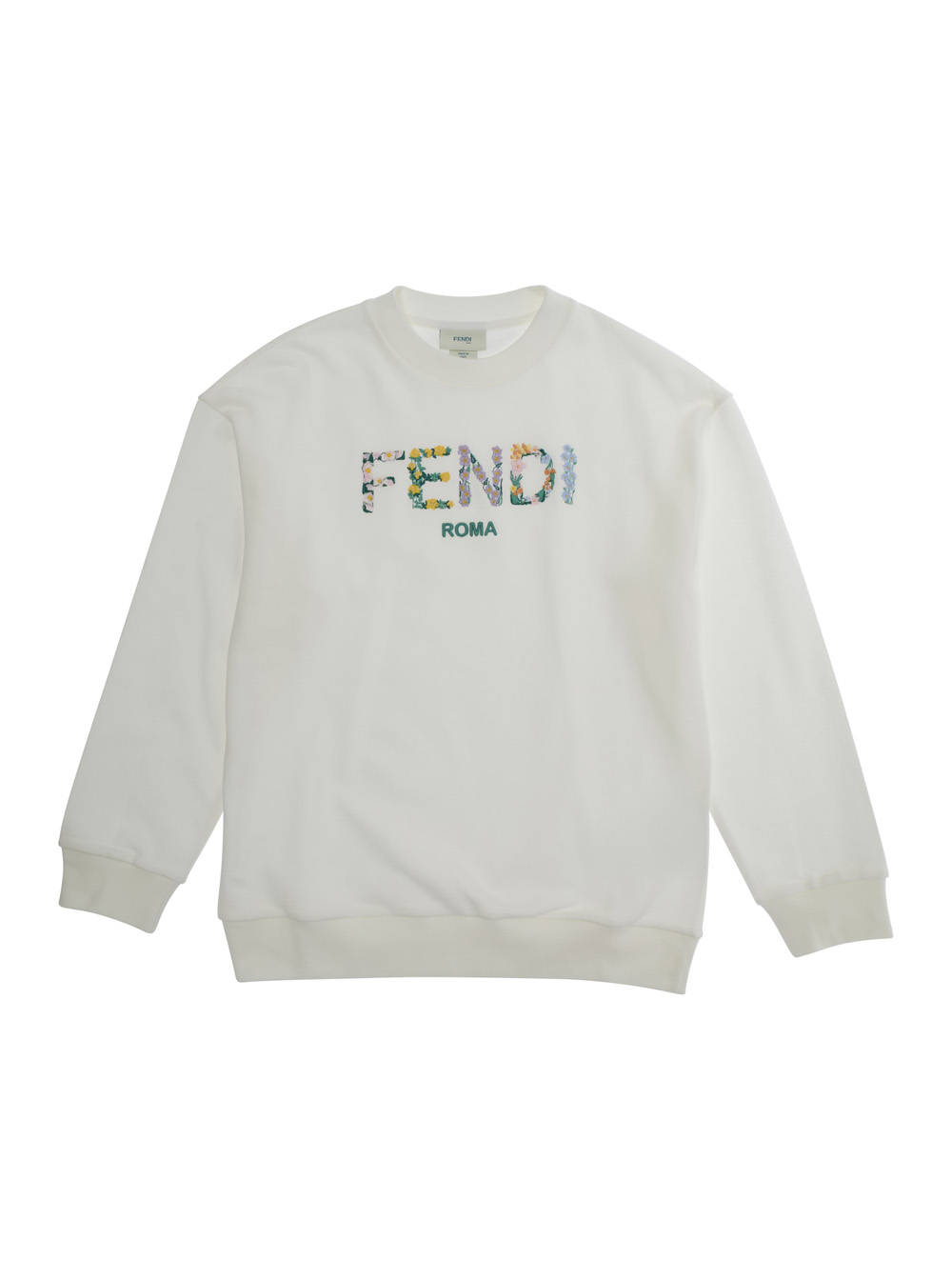 White Sweatshirt with Round Neck and Logo Lettering on the Front in Cotton Girl Sweatshirts - Kids