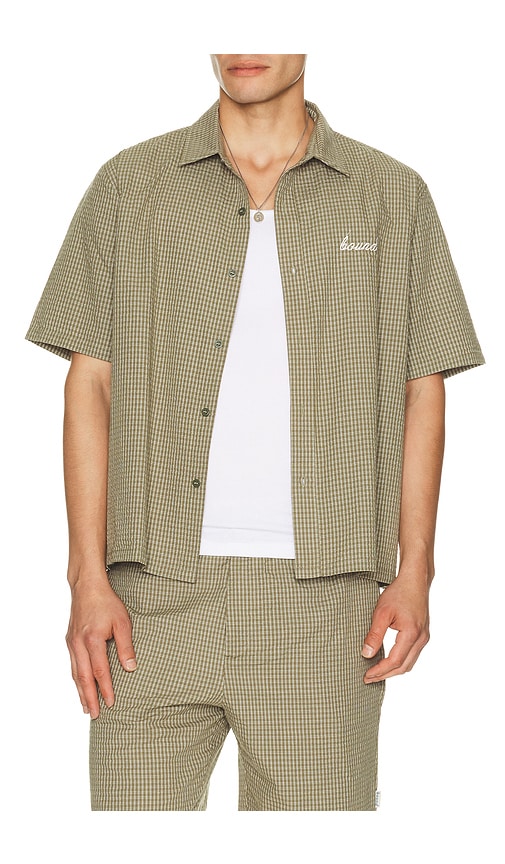 Bound Gingham Cropped Shirt in Green. S. Also in M, L, XL/1X