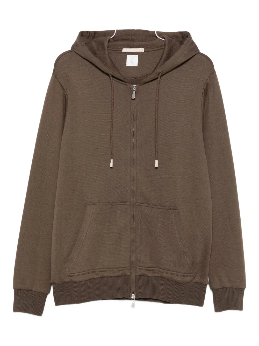 Cotton-Blend Zip-Up Hoodie — Brown