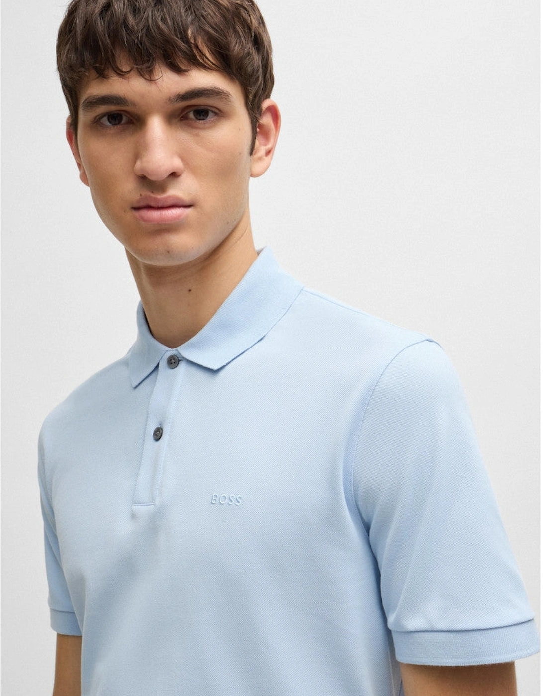 Men's BOSS Black Pallas Polo Shirt 450 Light Pastel Blue - Size: 44/Regular