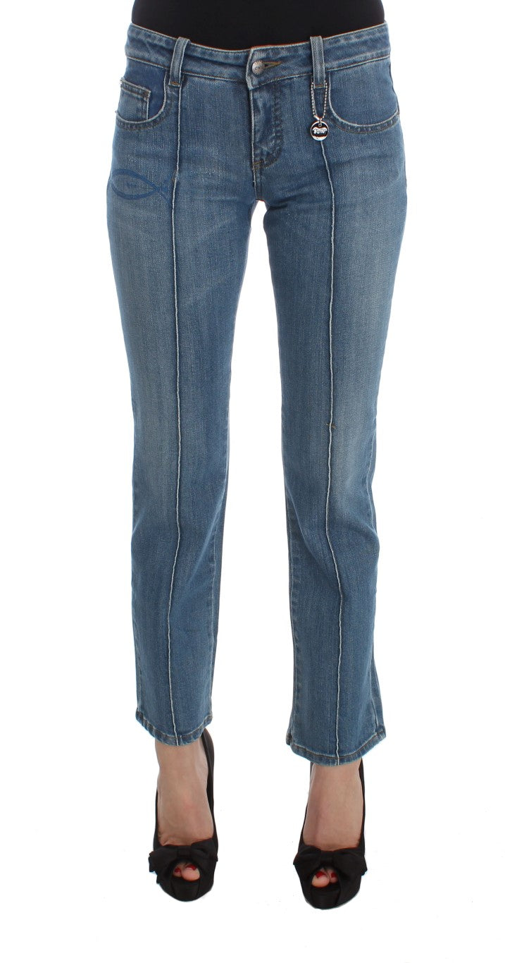 Slim-Fit Cropped Jeans — Blue