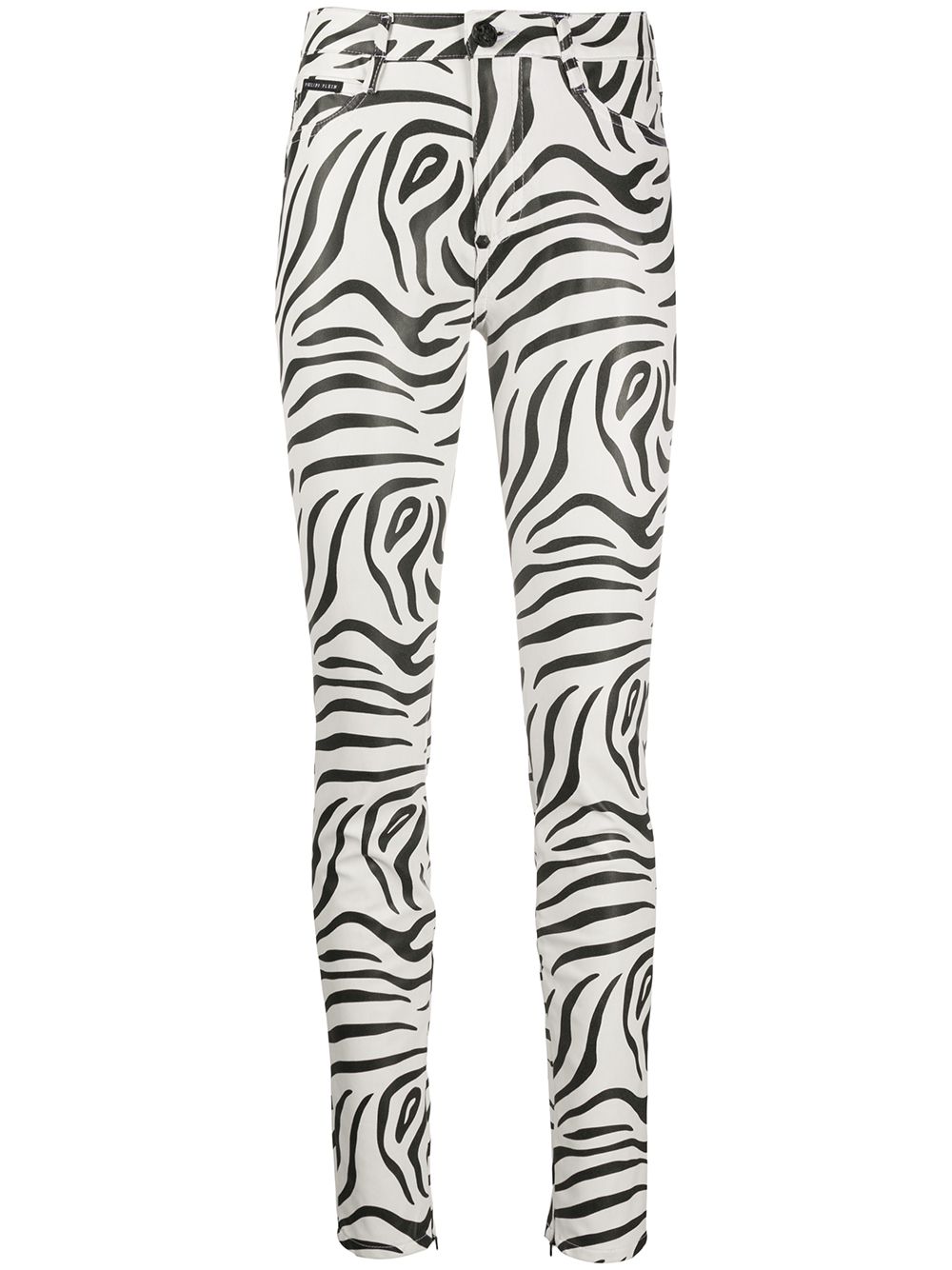 High-waisted zebra print trousers - White