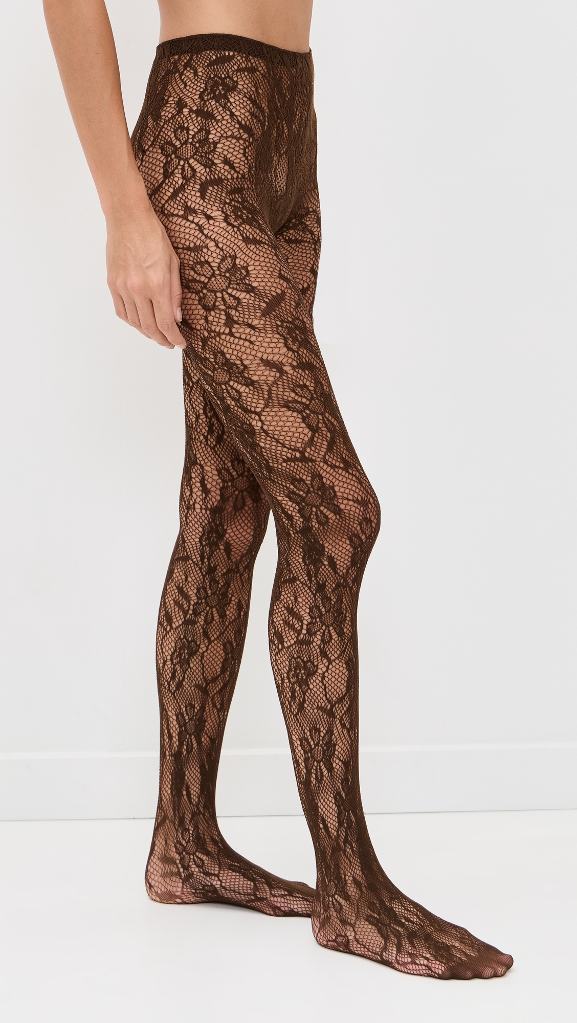 Aria Mesh Tights Brown One Size