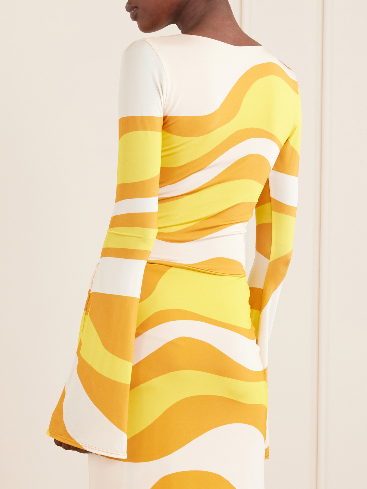 Aelin Ruched Printed Jersey Top - Yellow