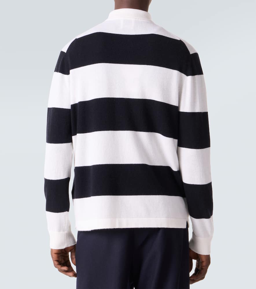 Striped wool and cashmere polo sweater