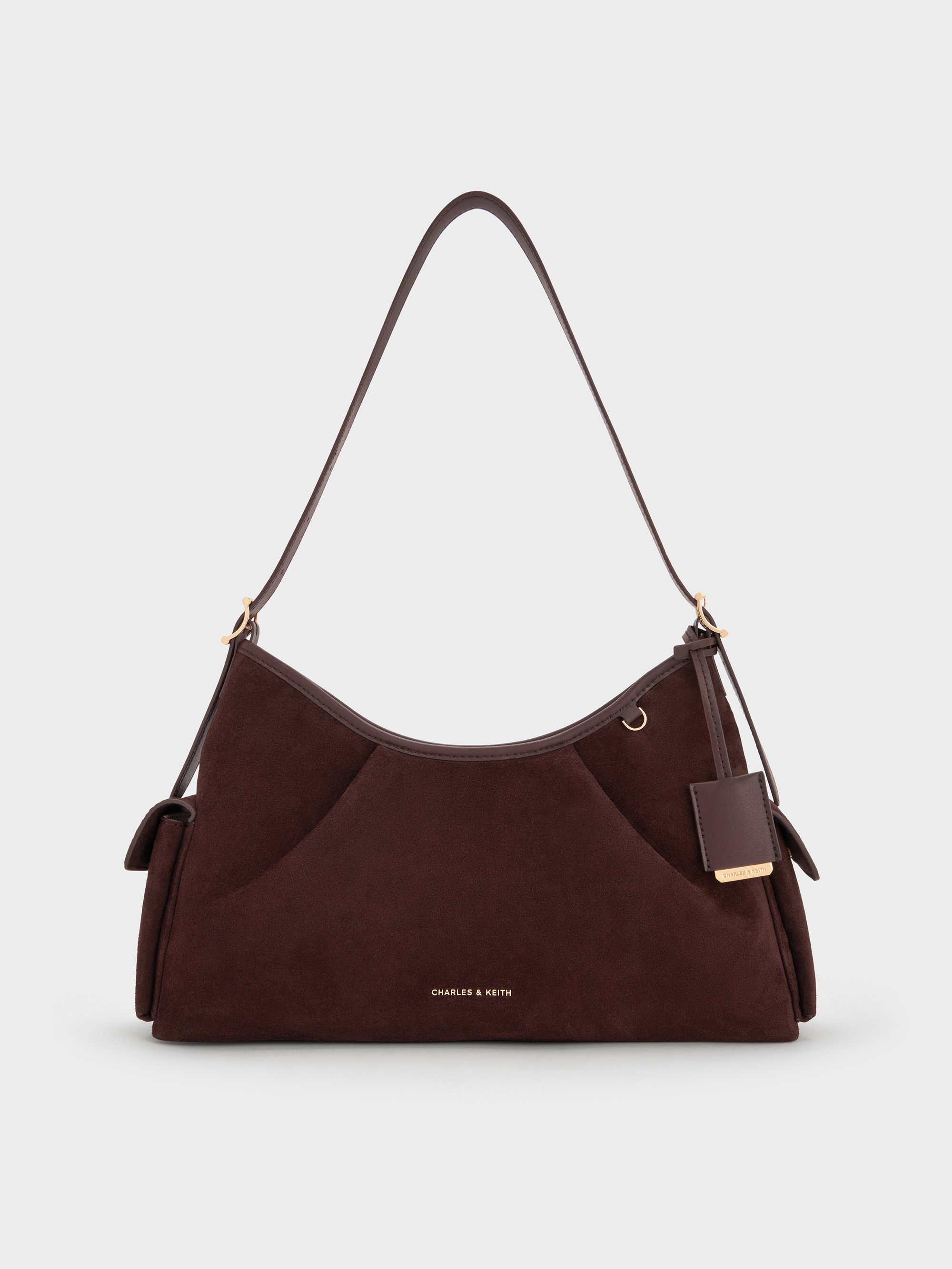 Charles & Keith - Khai Recycled Suede Side-Pocket Shoulder Bag