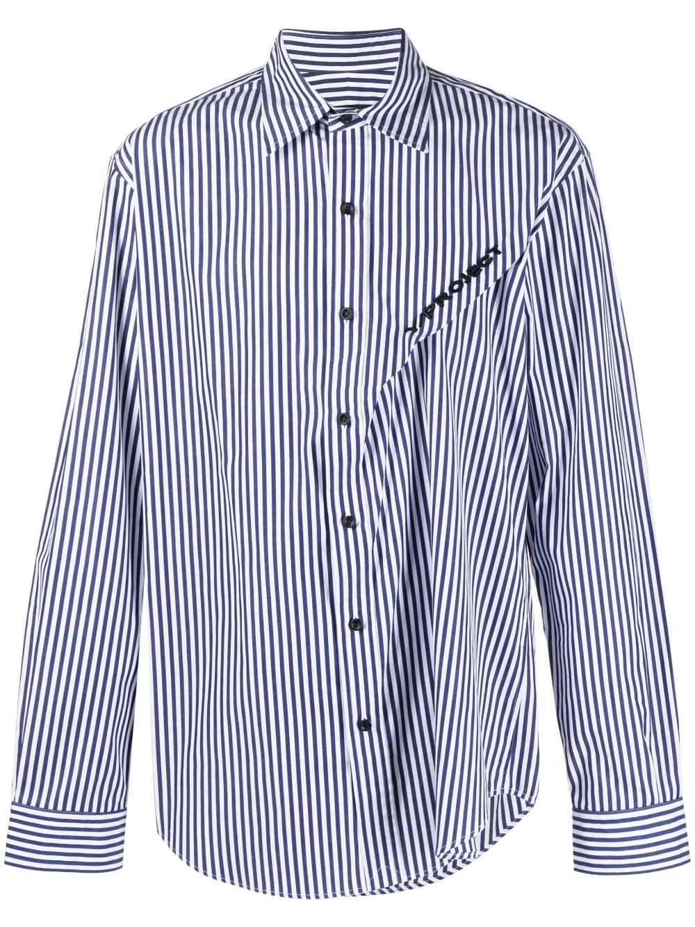 Logo-embroidered striped shirt - Blue