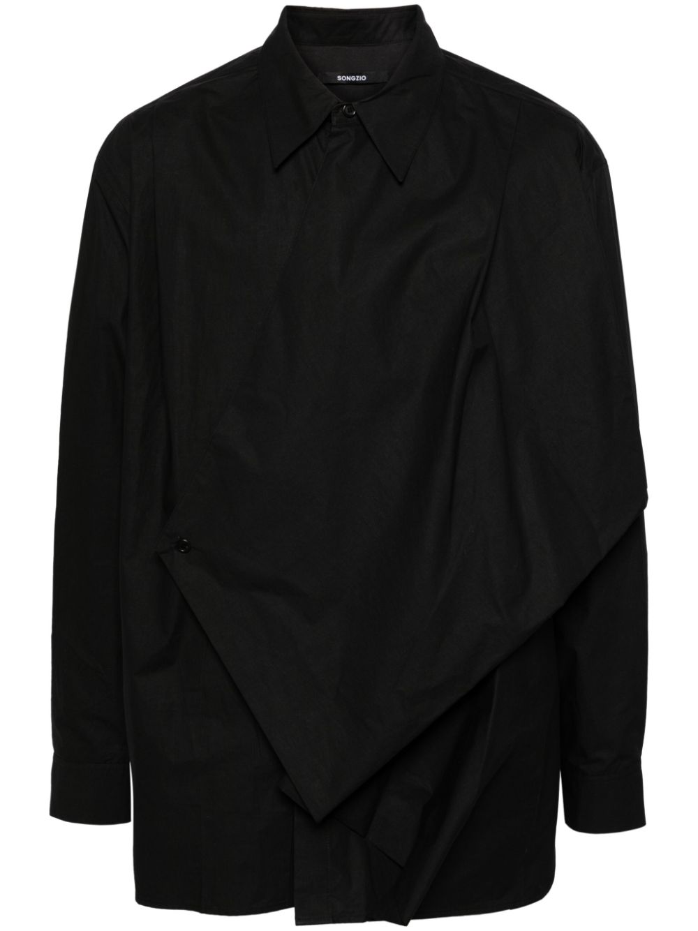 Draped-detail cotton shirt - Black