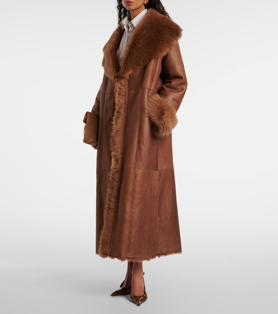 Marlene reversible shearling-lined suede coat