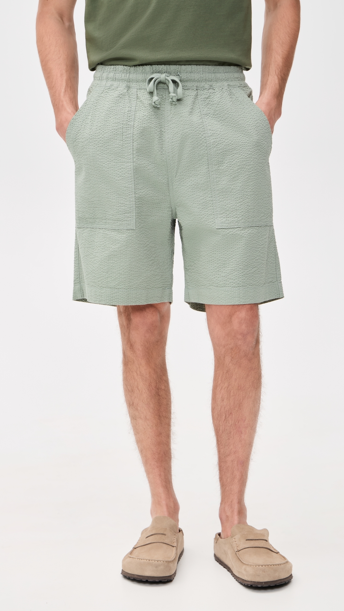 Seersucker Chef Shorts Sage