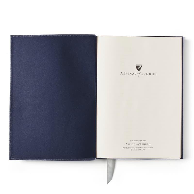 A5 Leather Bound Notebook in Navy Pebble