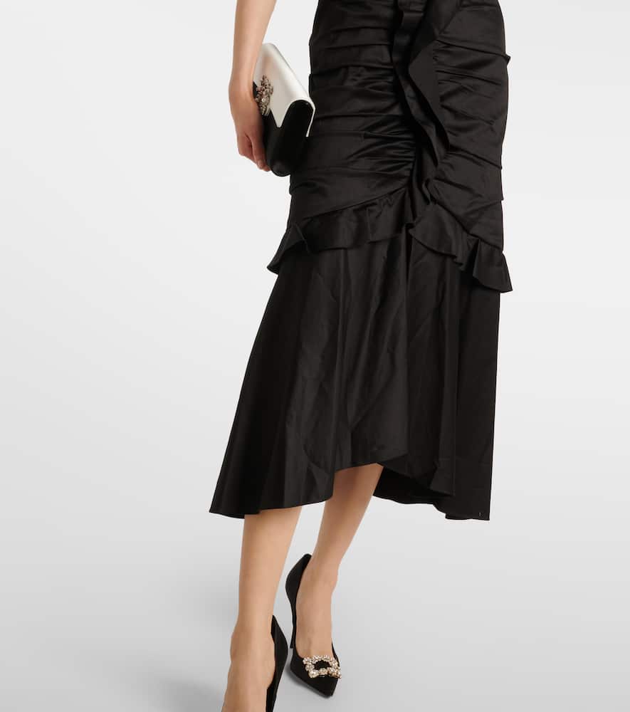 Ruffled cotton-blend midi dress