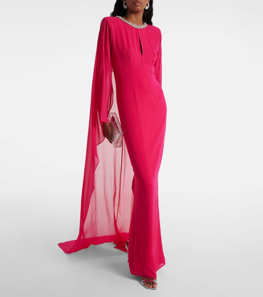 Roland Mouret Embellished silk chiffon gown