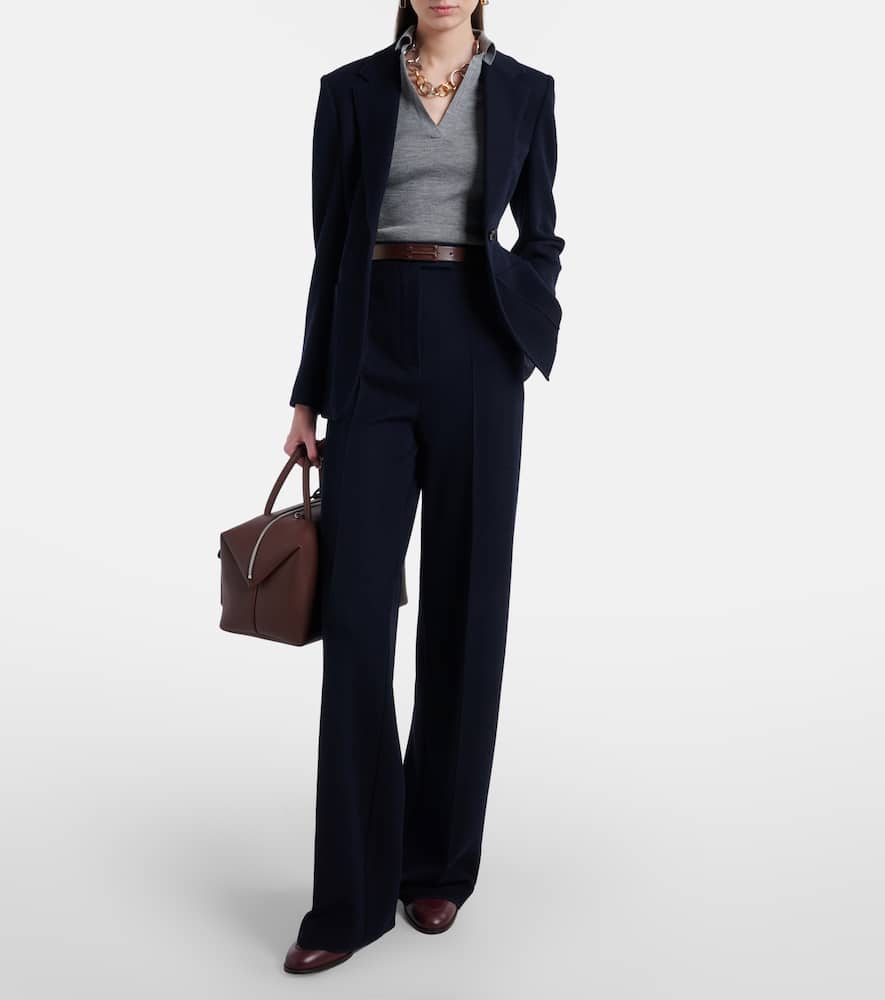 Attinia virgin wool piqué wide-leg pants
