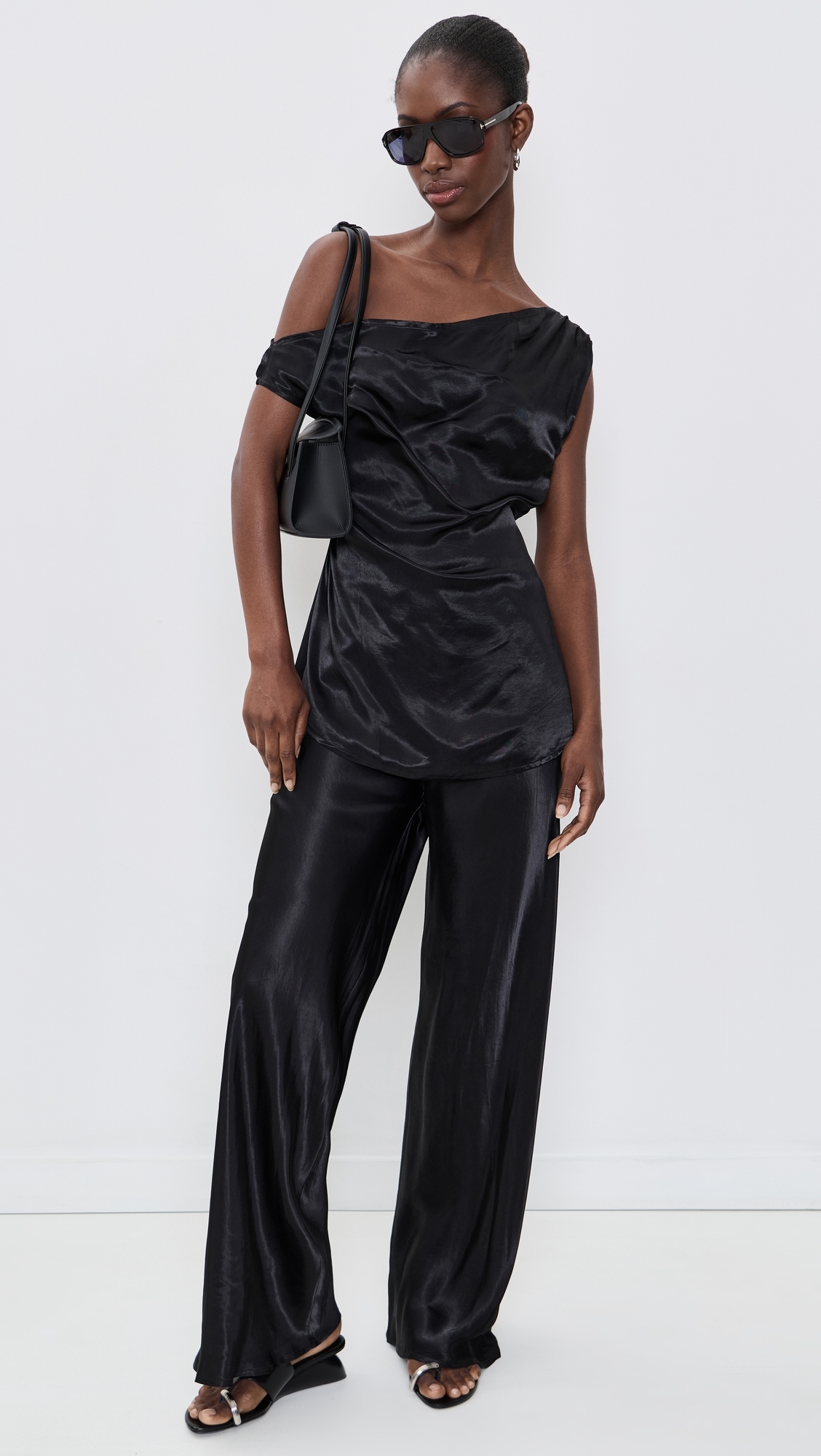 Rae Satin Pants Black