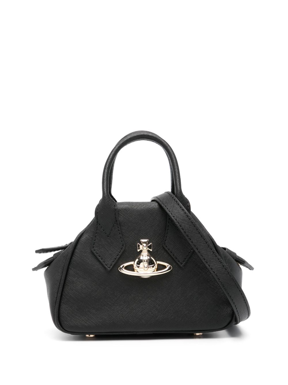 Orb-plaque leather tote bag - Black