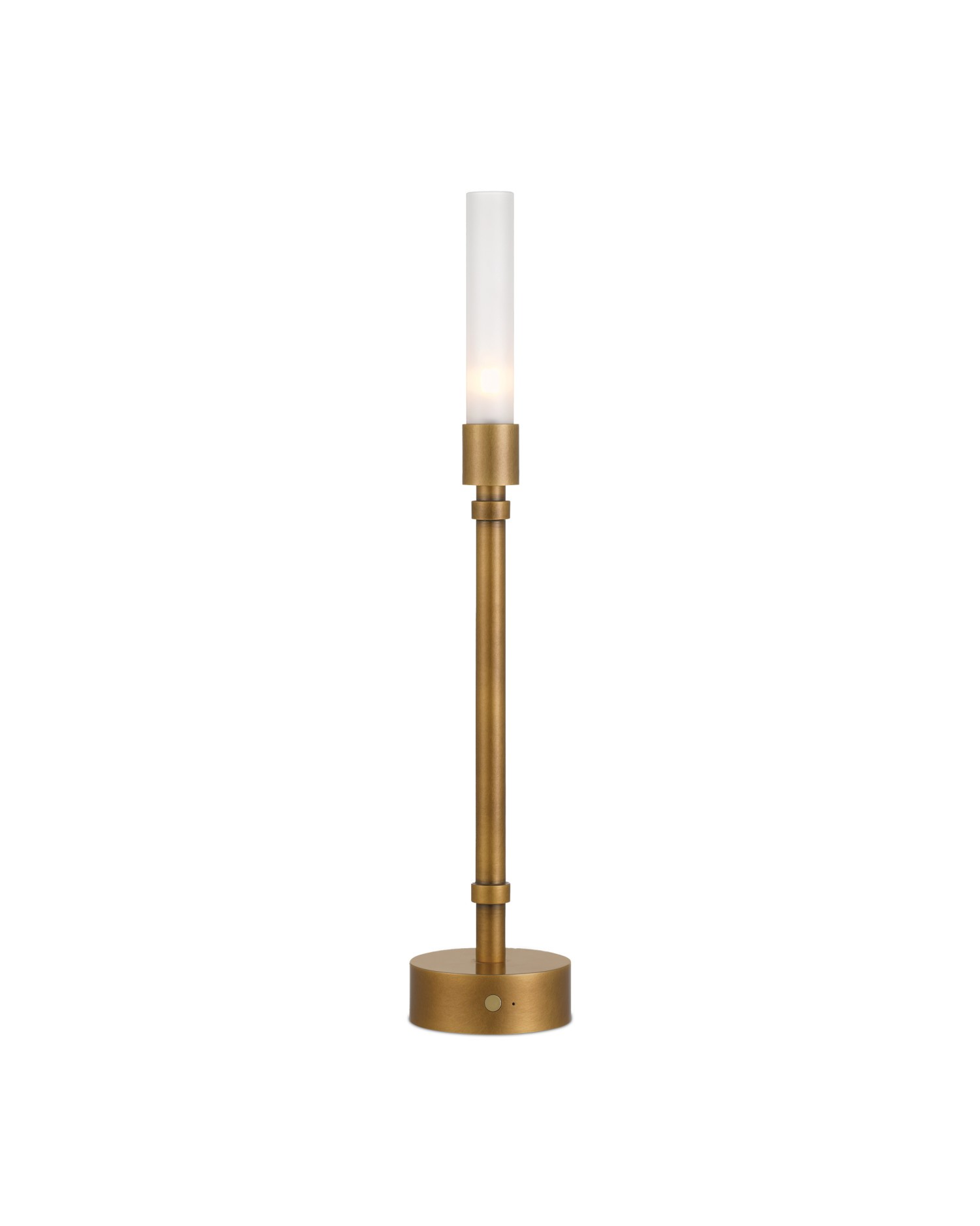 Polished Antique Brass Clear Table Lamp from the Paseo Brass Cordless Table Lamp Collection