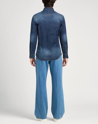 Man Denim shirt Blue Size S Cotton, Elastane