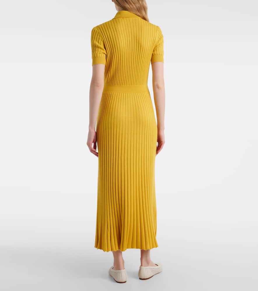 Pleated cashmere and silk polo dress