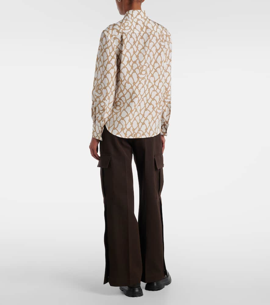 Printed silk poplin shirt