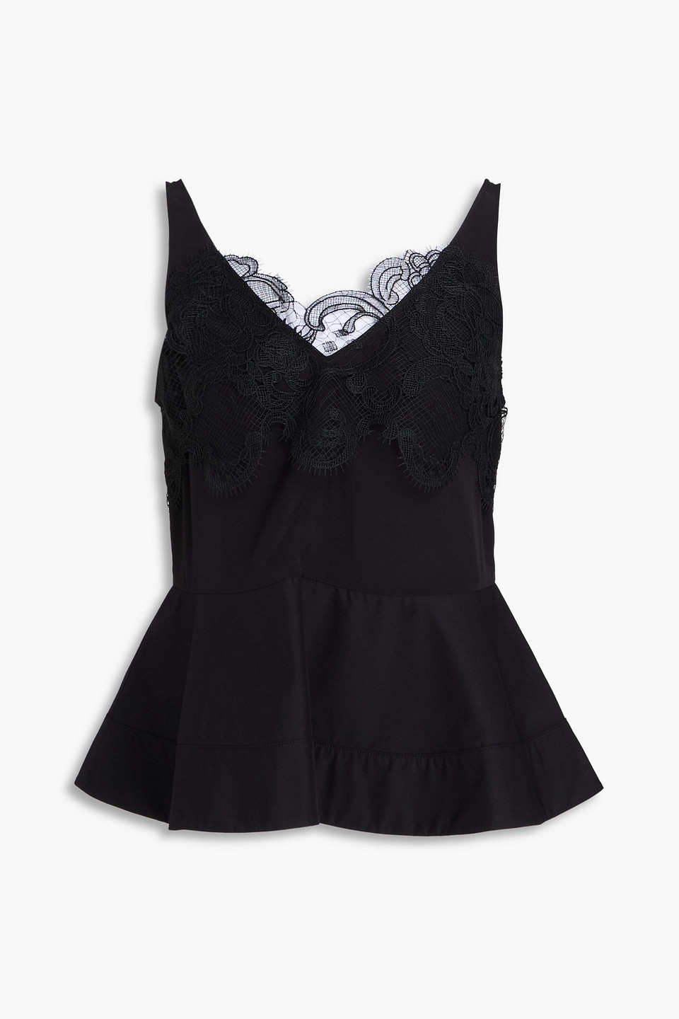 Lace-trimmed silk top - Black - XS