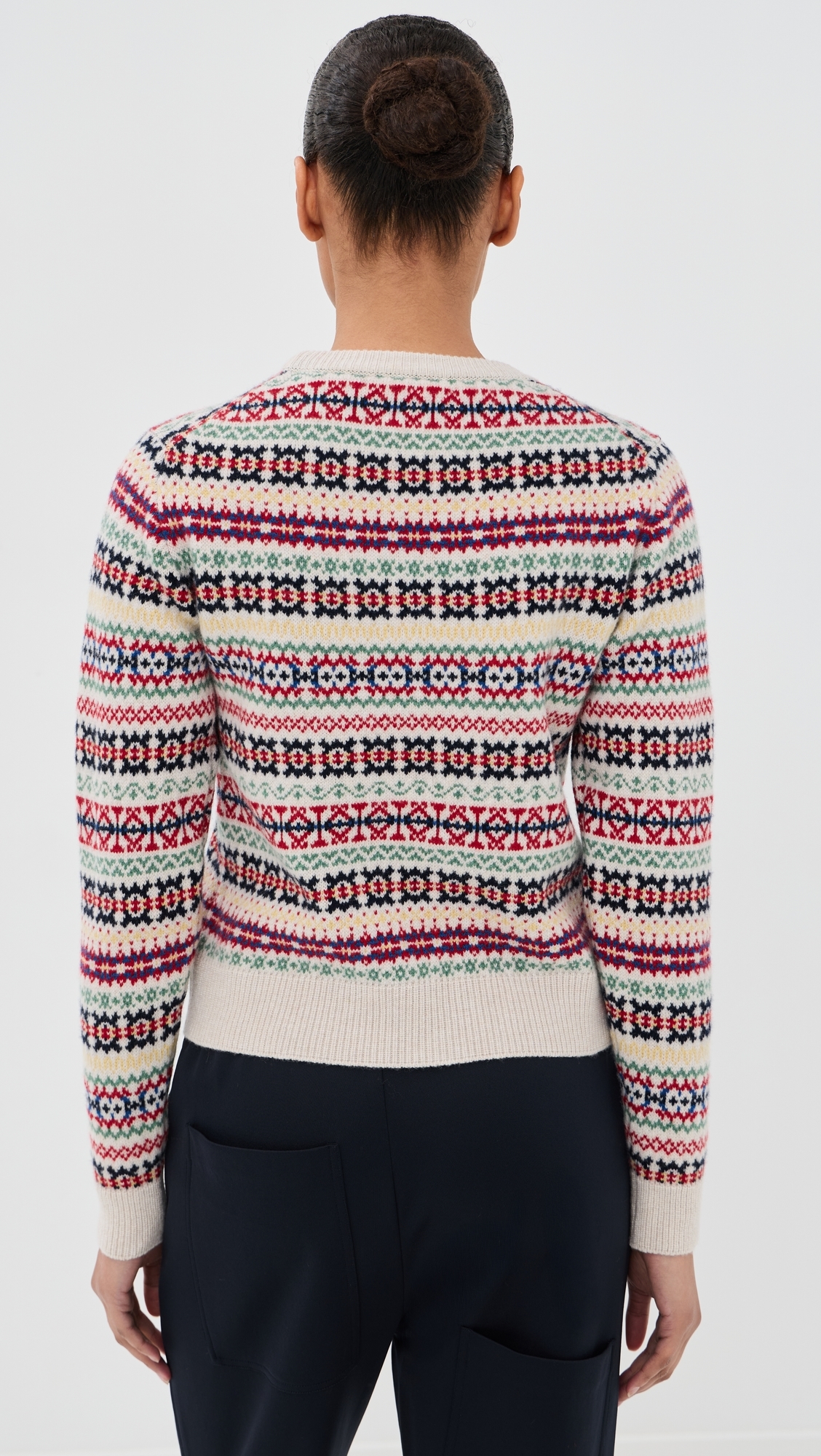 &Fair Isle Shrunken Crew Neck Sweater Ecru Base