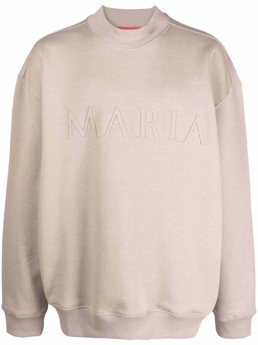 Maria-embossed cotton sweatshirt - Neutrals