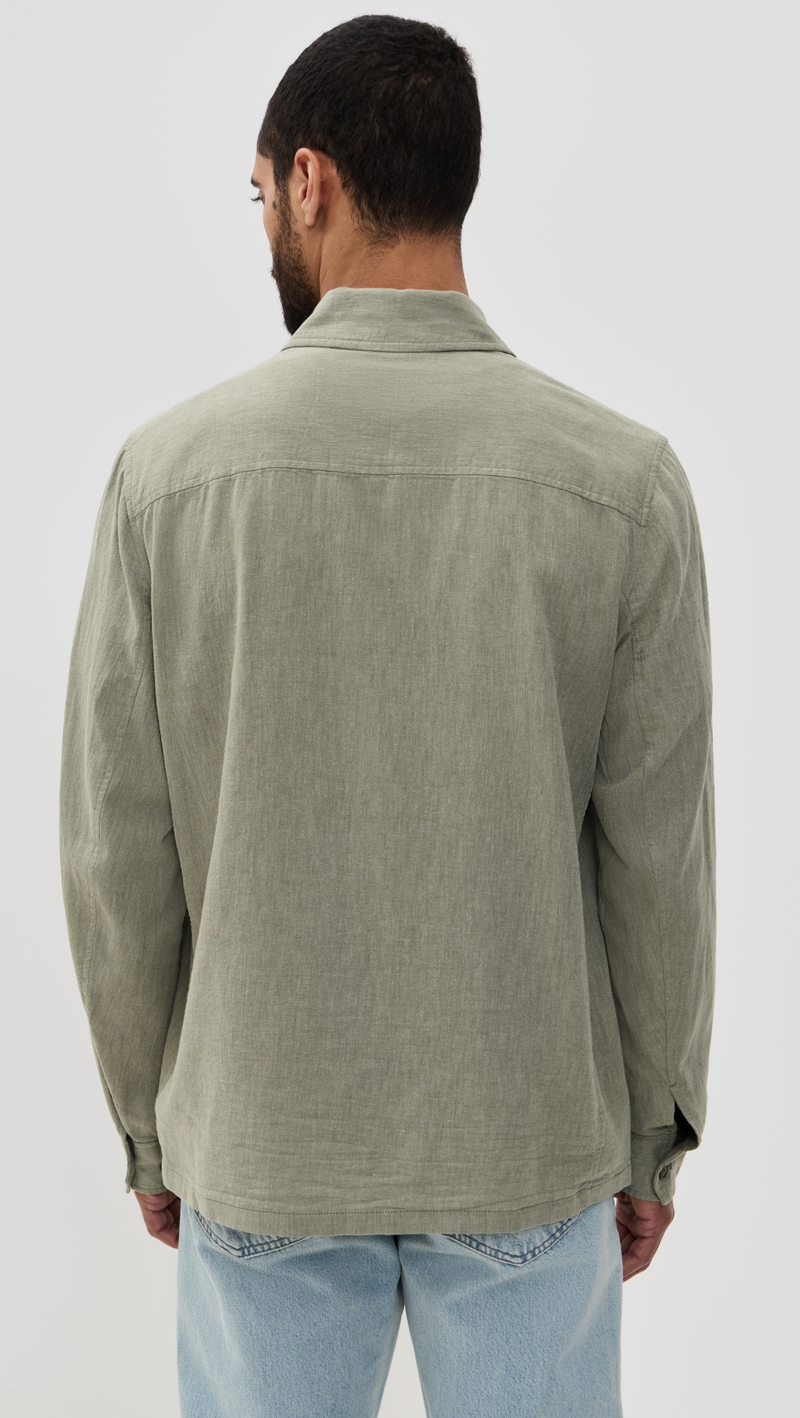 Faherty Movement Linen Shirt Jacket Sage Cliff 