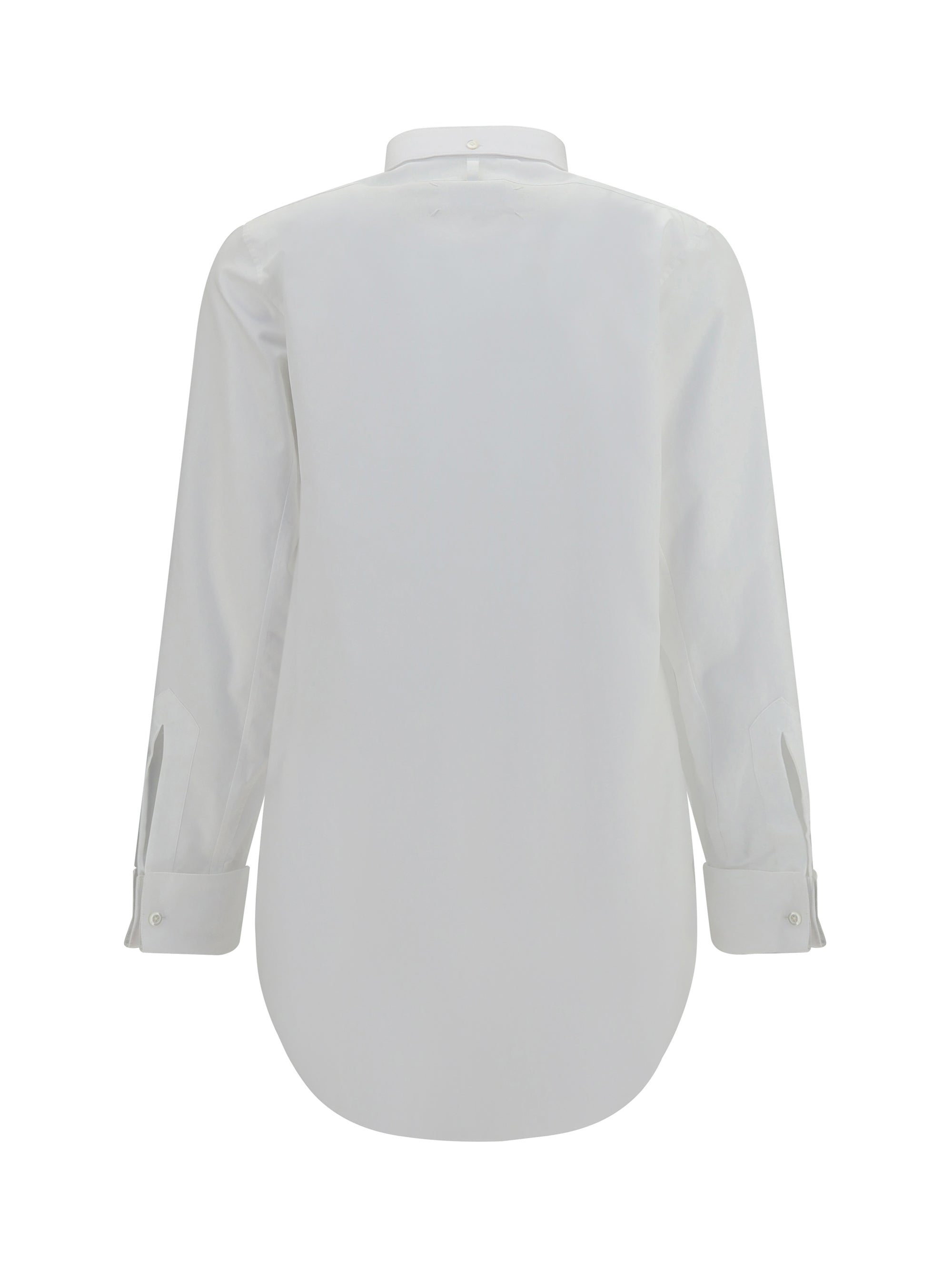 Band Collar Cotton Shirt — White