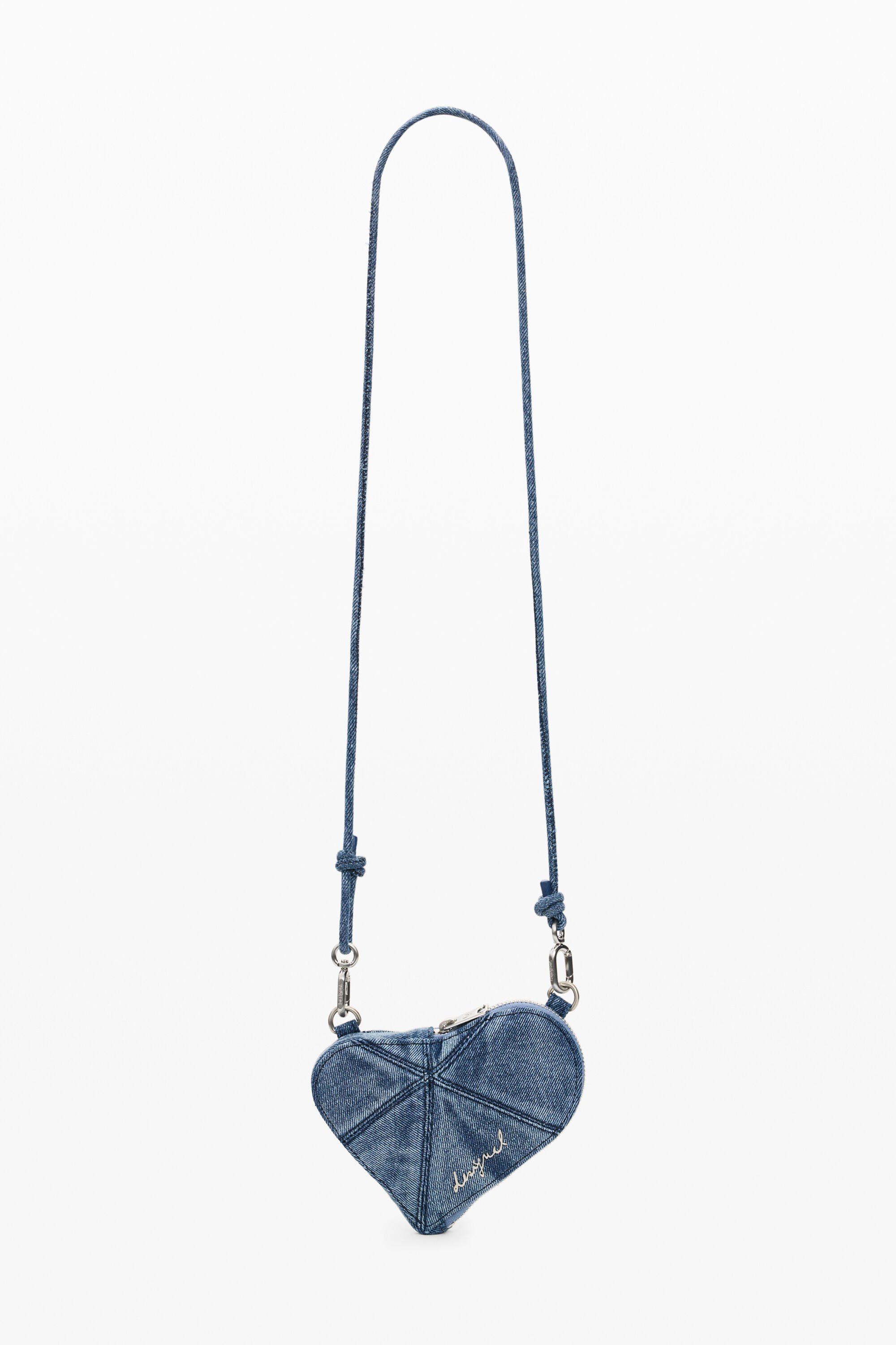 Mini heart denim wallet