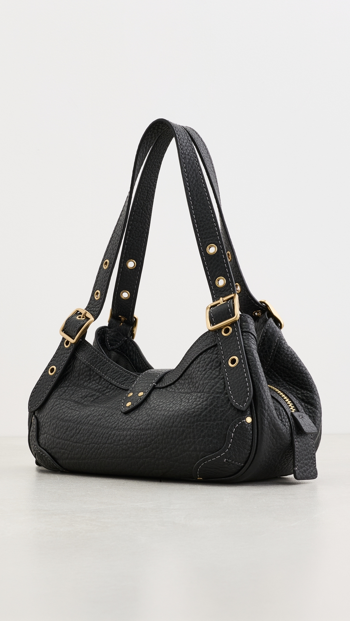 Textured Pebble Leather Drifter Shoulder Bag 31 Black One Size