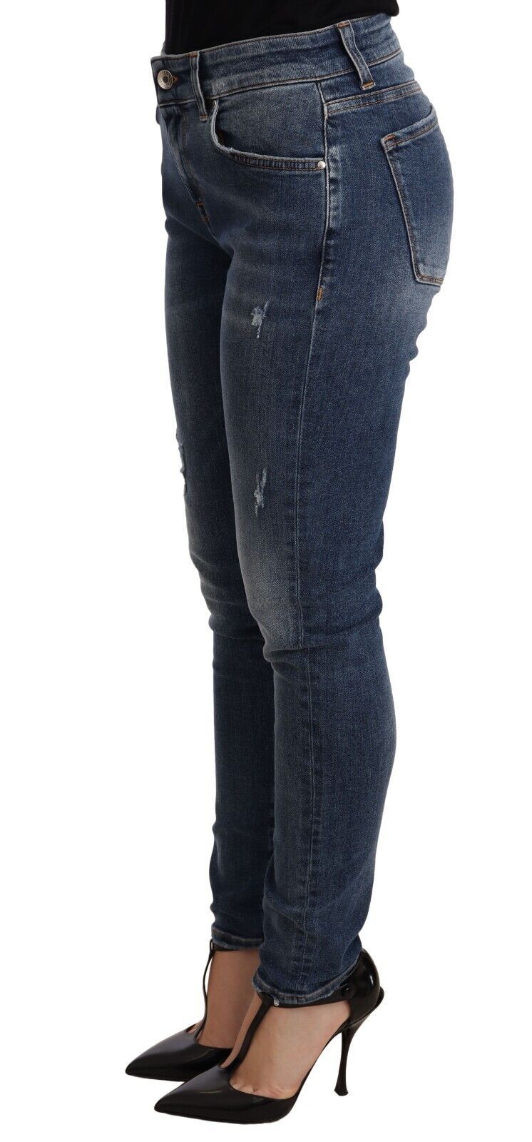 Distressed Skinny Denim Jeans — Blue