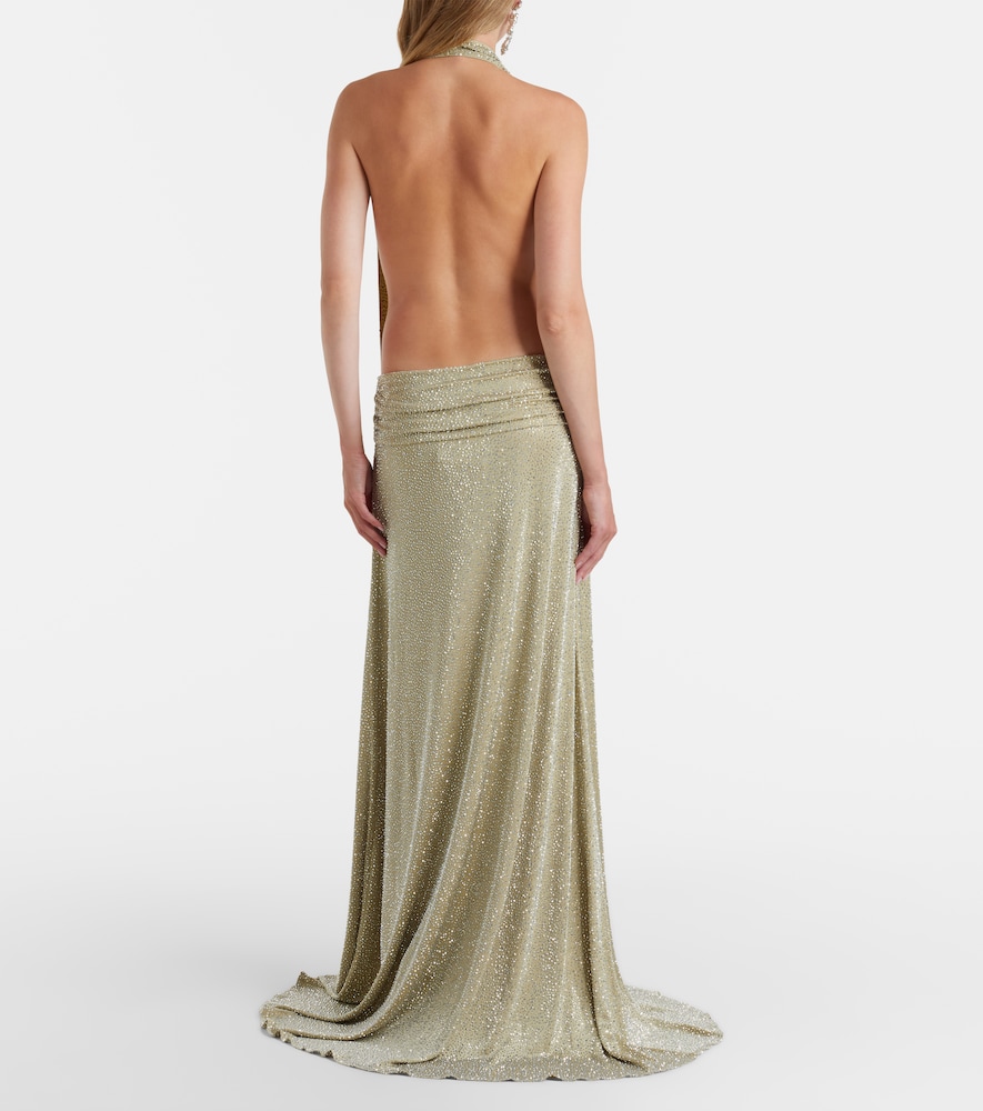 Embellished halterneck gown