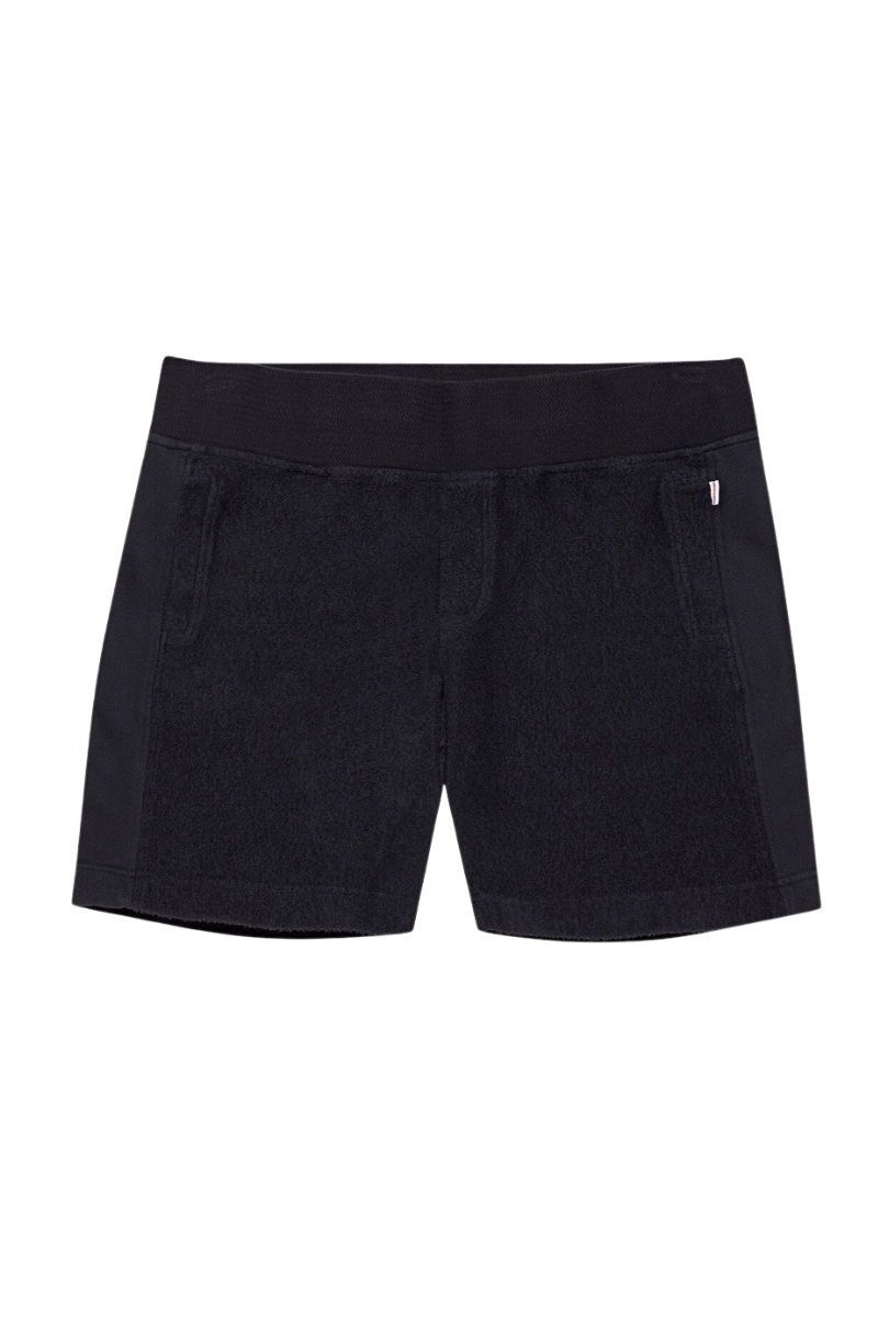 Mixed-Texture Cotton Shorts — Navy