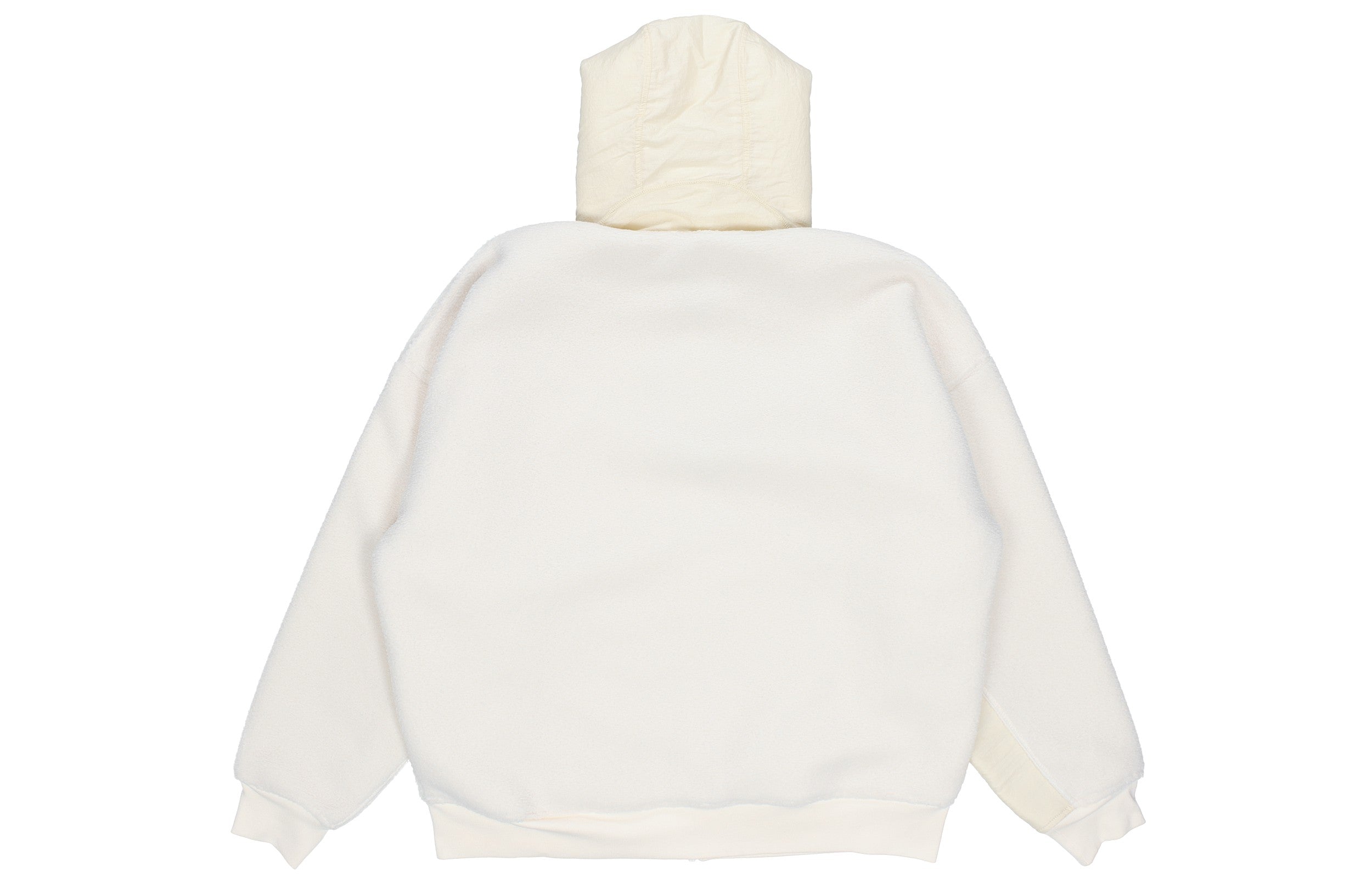 Men's Splicing Polar Fleece Hooded Jacket Light Ivory