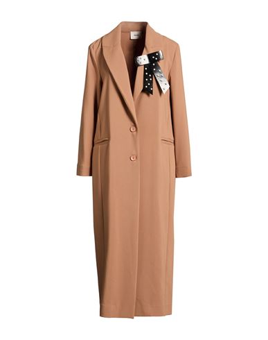 Woman Overcoat & Trench Coat Camel Size S Polyester, Viscose, Elastane