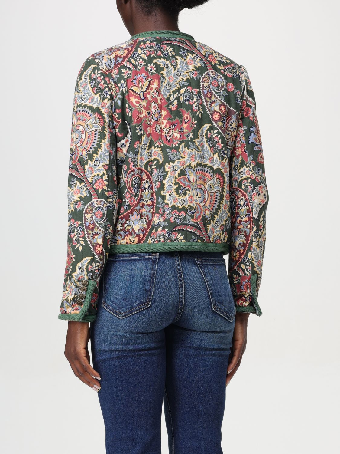 Paisley-print cropped jacket - Green
