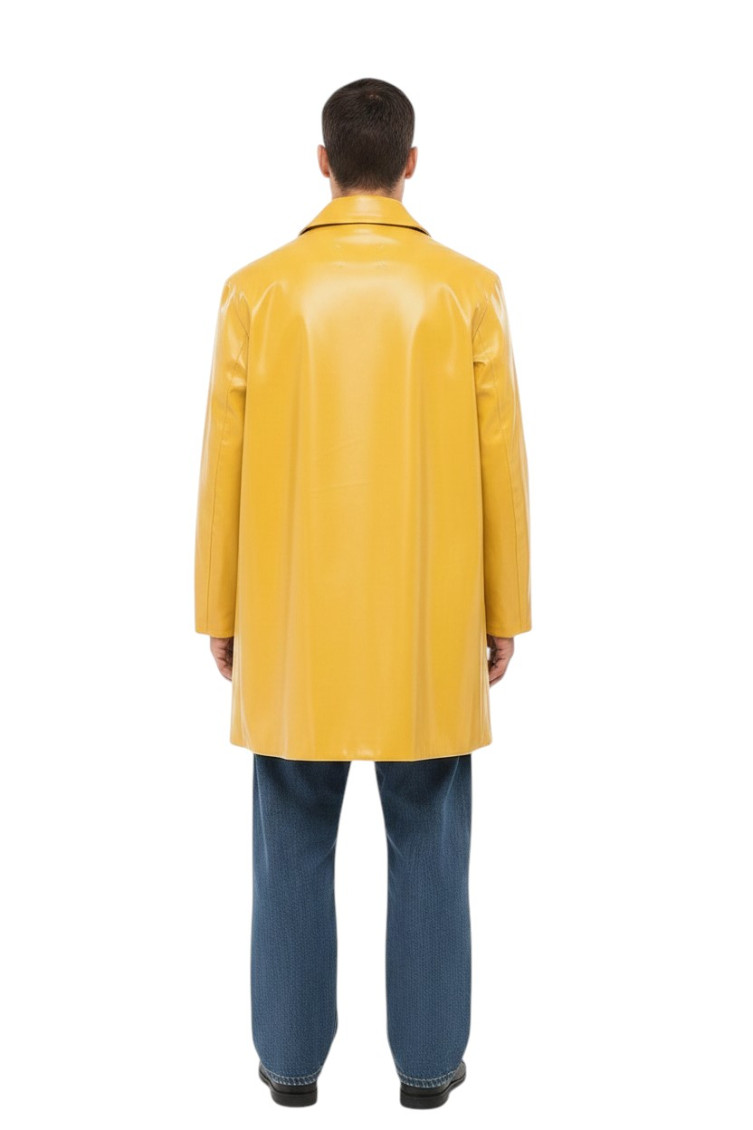 Coated-finish double-breasted coat