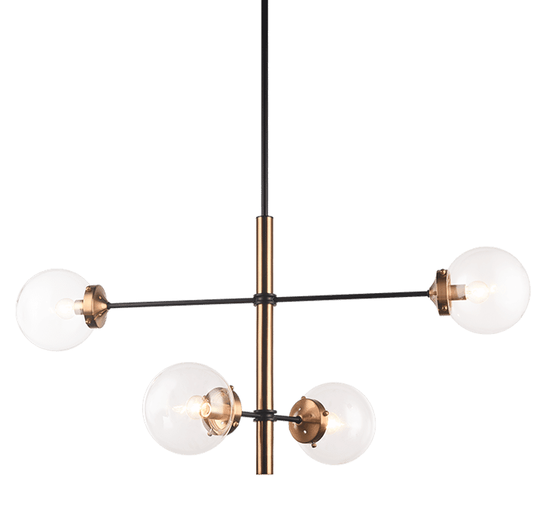 Aged Gold Brass Four Light Pendant from the Enchant Collection